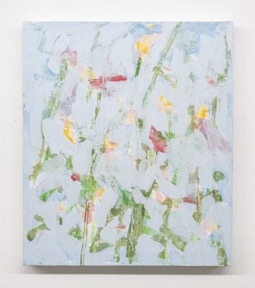 Marco Eusepi, Senza titolo (Fiori), 2020, acrilico e olio su tela, 35x30 cm