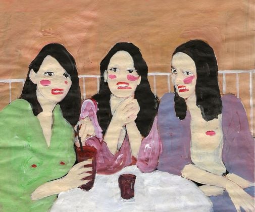 Narcisa Monni, L'apostrofo rosa tra alcol e droga, tempera e acrilico su carta, cm 15x18