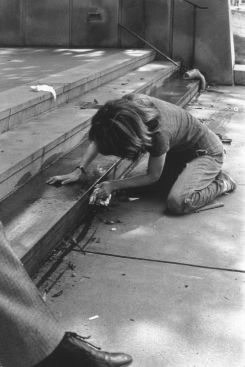 Mierle Laderman Ukeles Washing / Tracks / Maintenance: Outside, 1973 Part of Maintenance Art performance series, 1973-1974 Performance at Wadsworth Atheneum, Hartford, CT © Mierle Laderman Ukeles Courtesy the artist and Ronald Feldman Gallery, New York