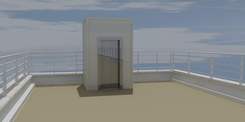 Rendering del progetto Cabina ACE di Roma Termini - ascensore esterno
