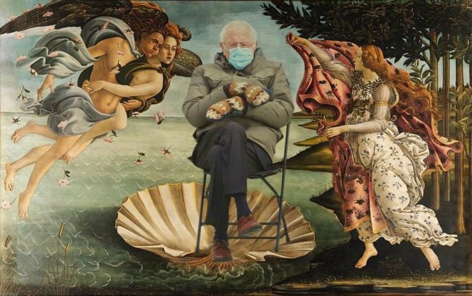 Bernie Sanders in Sandro Botticelli, Nascita di Venere