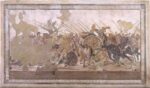 Foto del Mosaico della Battaglia di Isso tra Alessandro Magno e Dario di Persia (fine II inizi I sec. a.C.)_ immagini delle attività di diagnostica sul mosaico del MANN, credits Pedicini Fotografi