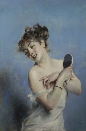 Giovanni Boldini, Giovane donna in déshabillé (La toilette), 1880 ca. Collezione privata