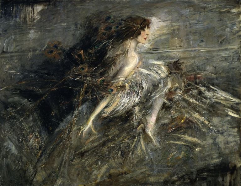 Giovanni Boldini, La marchesa Luisa Casati con piume di pavone, 1911-13. Galleria Nazionale d’Arte Moderna e Contemporanea, Roma