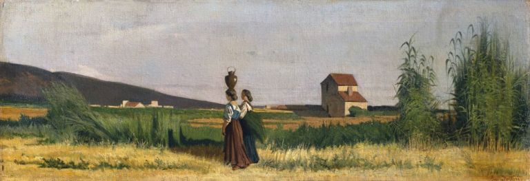 Giovanni Fattori, Acquaiole livornesi, 1865, olio su tela, cm 38x110. Livorno, collezione Angiolini