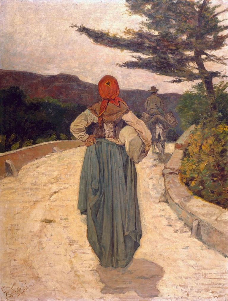 Giovanni Fattori, La strada bianca, 1887 ca., olio su tela, cm 95x73. Viareggio, Istituto Matteucci