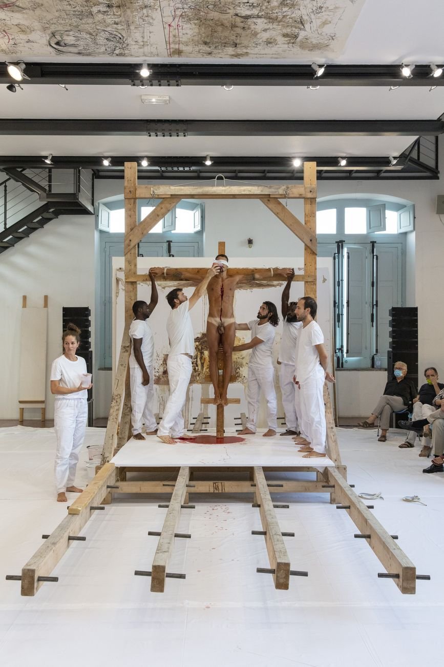 Hermann Nitsch, 158.aktion (18.09.2020), Museo Archivio Laboratorio per le Arti Contemporanee Hermann Nitsch Napoli, photo A. Benestante © Fondazione Morra