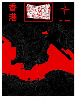 Konstantinos Dimopoulos ‒ Virtual Cities (Unbound, Londra 2020). Mappa di Hong Kong da Shadowrun Hong Kong
