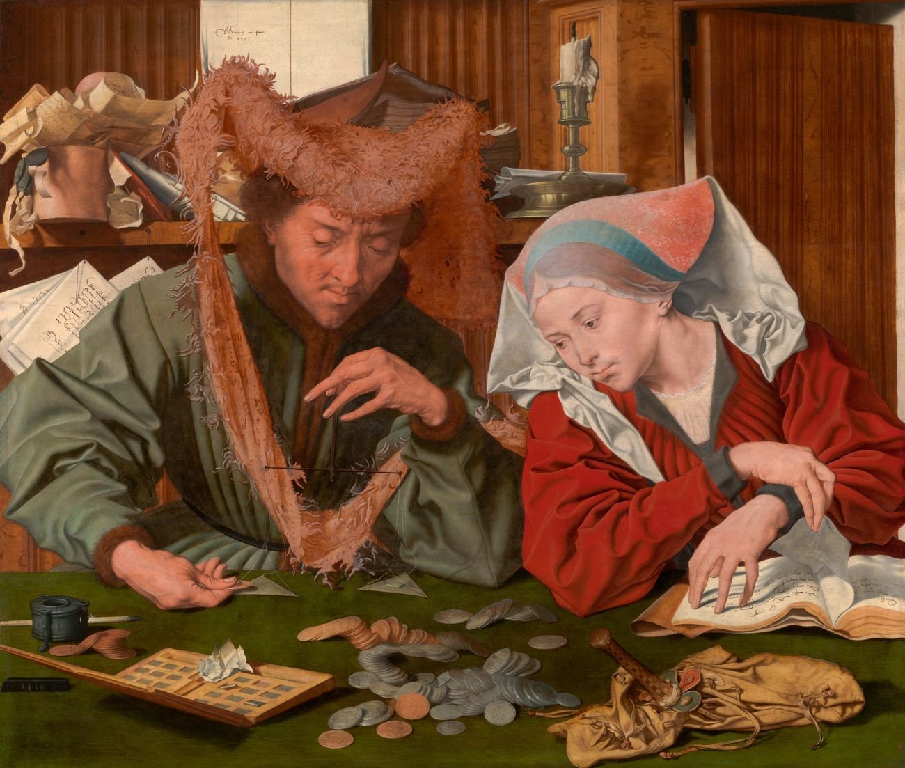 Marinus van Reymerswaele, Il cambiavalute e sua moglie, 1539. Museo Nacional del Prado, Madrid