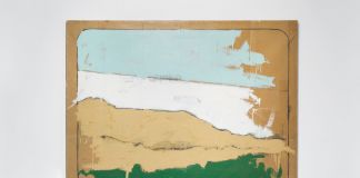 Mario Schifano, Paesaggio particolare, 1963, smalto, carboncino e matita su collage di carte intelate, 130x150 cm. VII Premio Termoli, 1963. Photo Gianluca Di Ioia. MACTE, Termoli