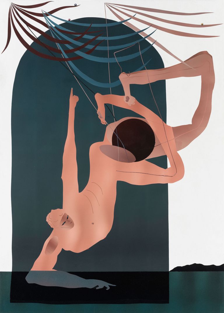 Mattia Barbieri, Il tuffo, 2020, olio su legno, 90x125 cm