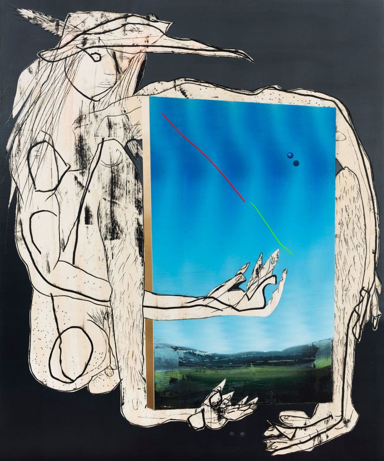 Mattia Barbieri, Operabuffa, 2018, olio e tempera su legno, 100x110 cm