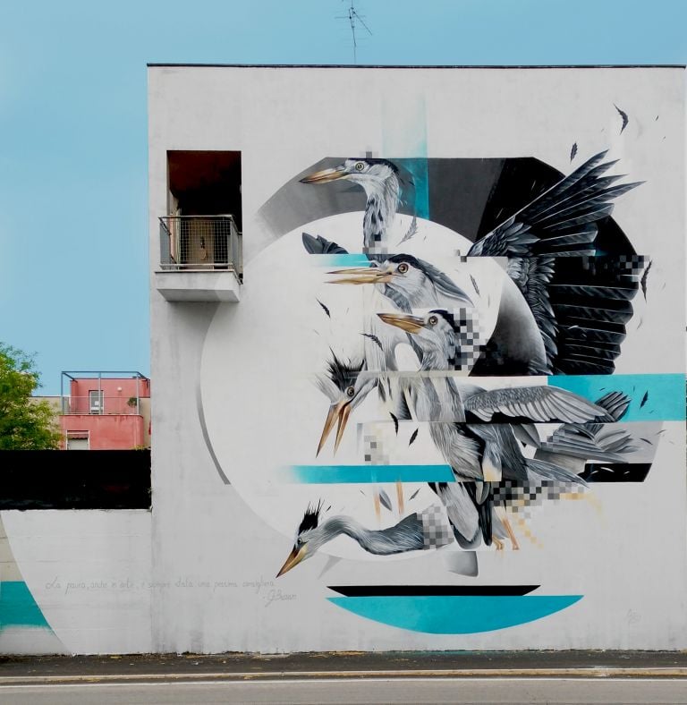 Psiko, Grey heron, Ferrara, Via Rino Maragno, 2017. Photo credits l’artista