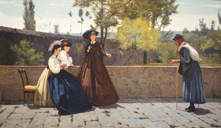 Silvestro Lega, L’elemosina, 1864, olio su tela, cm 71,8x124. Collezione privata