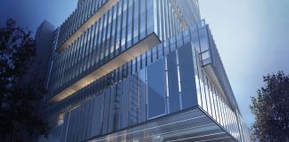 Un rendering di Edge, la torre nel quartiere Jing'an di Shanghai che ospiterà UCCA Edge. Photo K. Wah Group