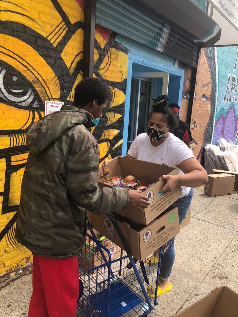 Vanessa Hernandez, [Distributing food to community members in Hunts Point], June 5, 2020, Courtesy Council of Family and Child Caring Agencies and Graham Windham
