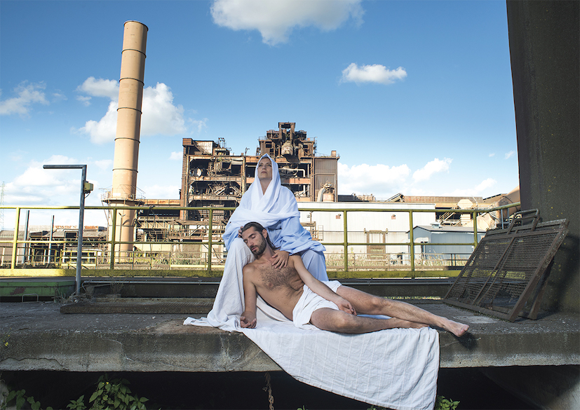 Jesus was not a rock‘n’roll star, pietà, Street photo performance, 2014, Dott. Porka's