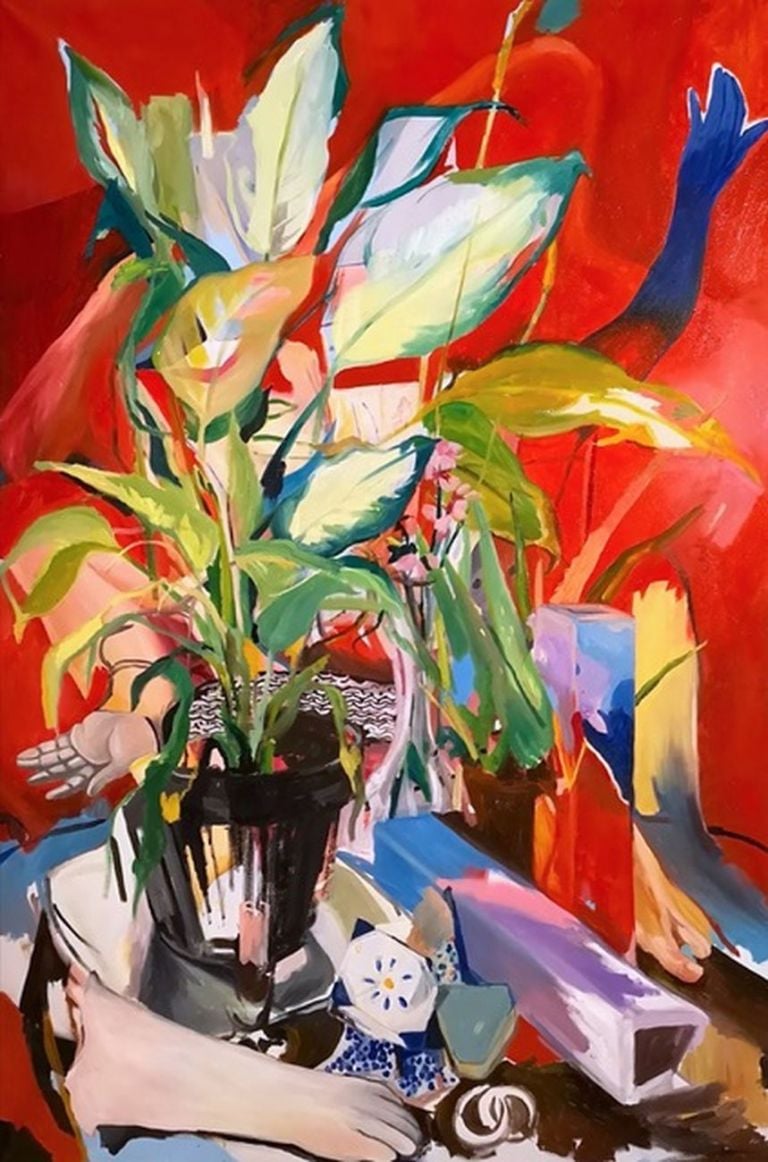 Anna Capolupo, Natura morta di un cavaliere, 2020, olio su tela, 150x100 cm