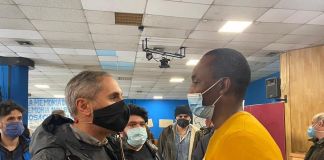Daniele Russo e Aboubakar Soumahoro. Teatro Bellini, Napoli