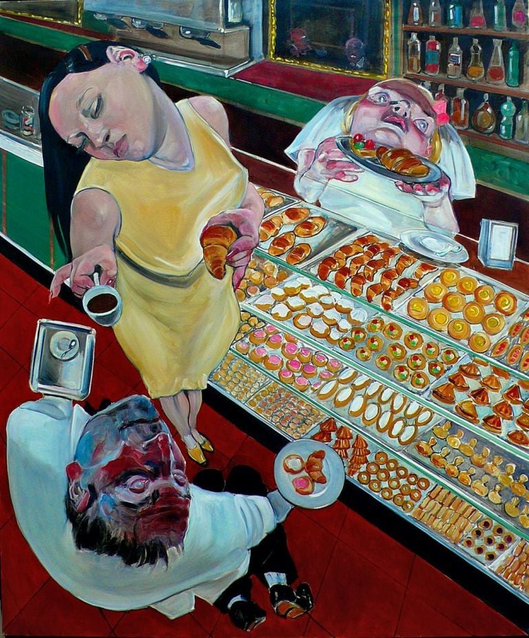 Enrico Robusti, Madonna delle brioches, 2006, olio su tela, 100x120 cm