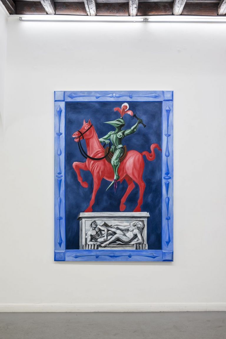 Giovanni Copelli, Monumento equestre II, 2020, olio e acrilico su lino, cm 200x140