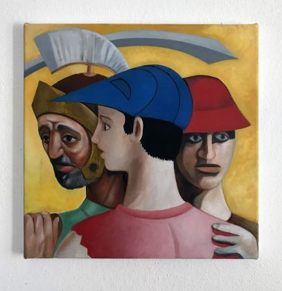 Giovanni Copelli, Tre figure, 2020, olio su lino, 40x40 cm