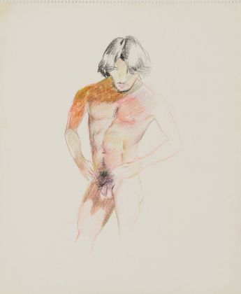 Patrick Angus, Untitled, anni '80, matite colorate su carta, 43.3 x 35.7 cm © Douglas Blair Turnbaugh. Courtesy Galerie Thomas Fuchs, Stoccarda