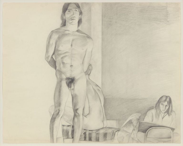 Patrick Angus, Untitled (naked model), anni '80, matita su carta, 48.3 x 61 cm. Courtesy of Bortolami Gallery, New York