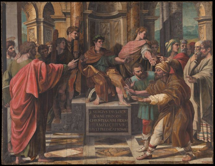 Raphael Cartoon, The Conversion of the Proconsul also known as The Blinding of Elymas © Victoria and Albert Museum, London. Courtesy Royal Collection Trust / Her Majesty Queen Elizabeth II, 2021