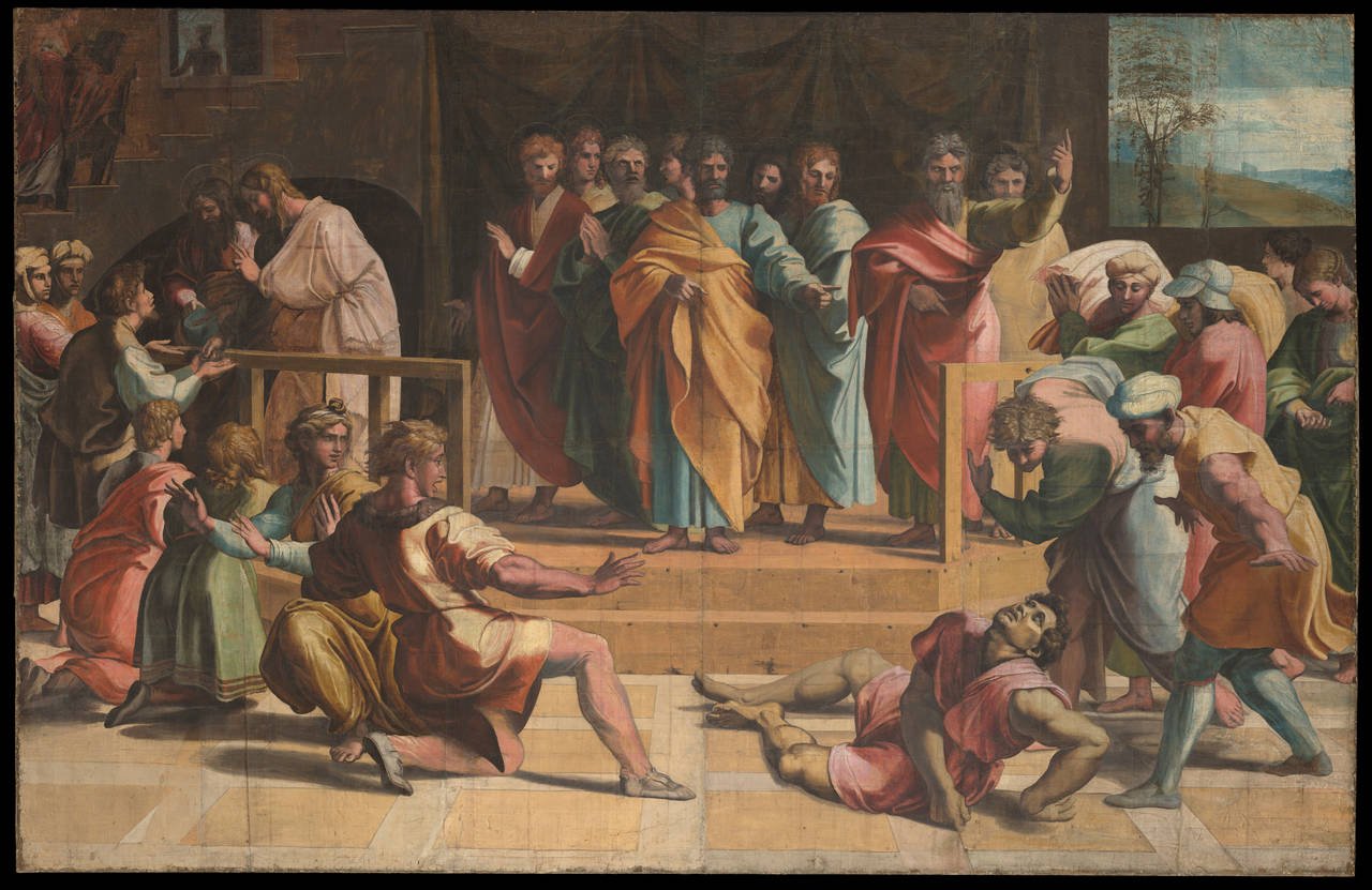 Raphael Cartoon, The Death of Ananias  © Victoria and Albert Museum, London. Courtesy Royal Collection Trust / Her Majesty Queen Elizabeth II, 2021