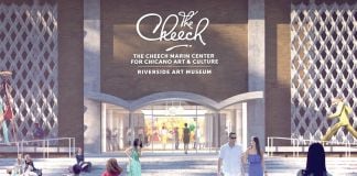 Un rendering dell'esterno del The Cheech Marin Center for Chicano Art, Culture and Industry. Courtesy Riverside Art Museum