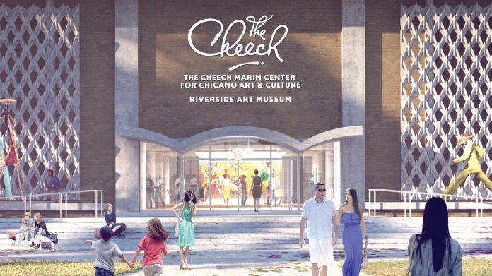 Un rendering dell'esterno del The Cheech Marin Center for Chicano Art, Culture and Industry. Courtesy Riverside Art Museum