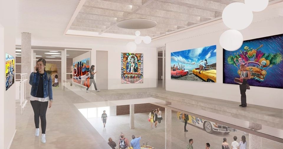 Un rendering dell'interno del futuro museo. Courtesy Riverside Art Museum