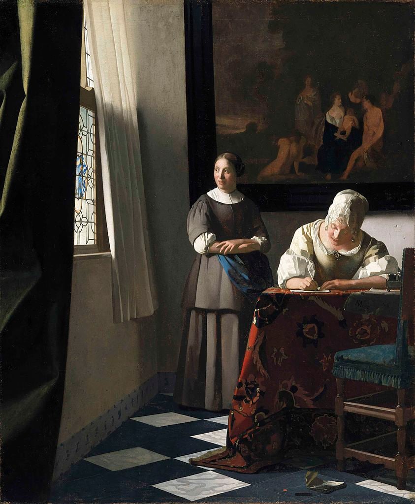 Jan Vermeer, Donna che scrive una lettera alla presenza della domestica