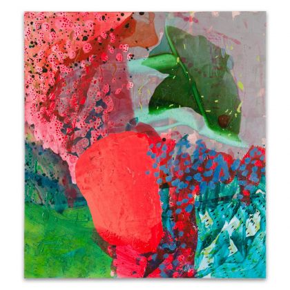 Andrea Kvas, Senza Titolo, 2020, tecnica mista su cotone grezzo, 104x94x3 cm