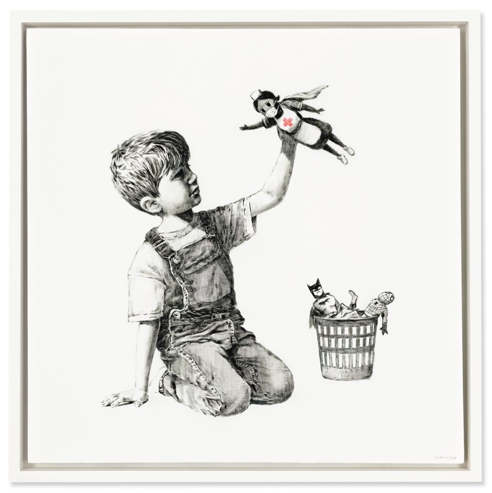 Banksy, Game Changer, oil on canvas, 35.78 x 35.78in. (91 x 91cm.), painted in 2020. Courtesy Christie's