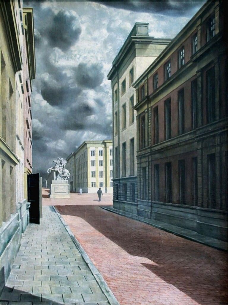 Carel Willink, Strada con statua, 1934