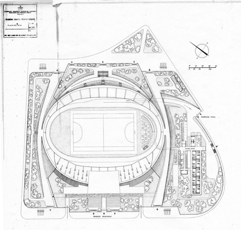 Cesare Ligini, Velodromo Olimpico, Roma, planimetria