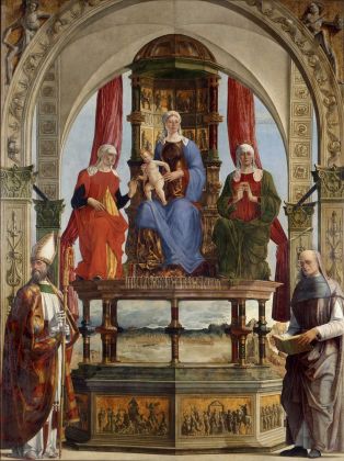 Ercole de' Roberti, Pala di Santa Maria in Porto (detta Pala Portuense), 1479 81, olio su tela, 323×240 cm. Pinacoteca di Brera, Milano