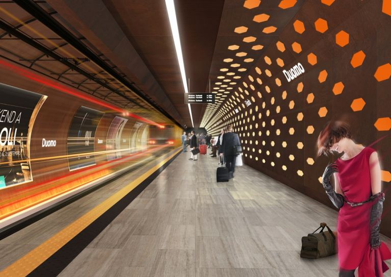 Fermata metropolitana Duomo ©Studio Fuksas Napoli GalleriaMetropolitana.RGB, color LIGHTING ORANGE