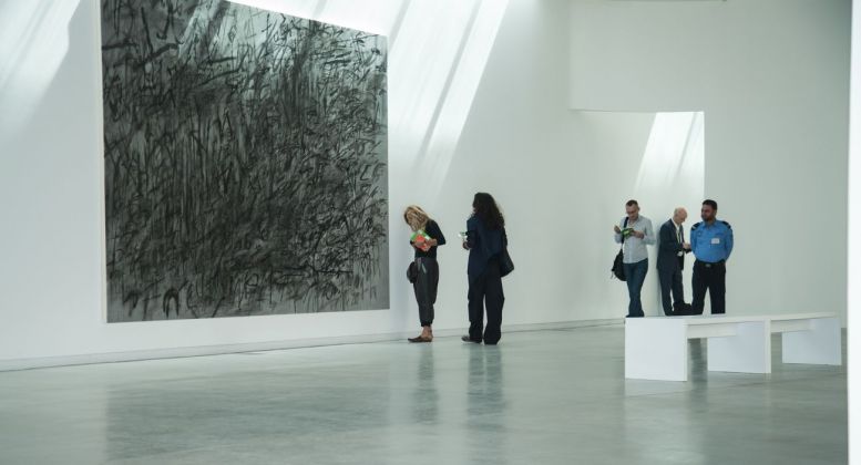 Julie Mehretu, Invisible Sun, 2014. Installation view at Sharjah Biennial 12, Sharjah Art Foundation, 2015