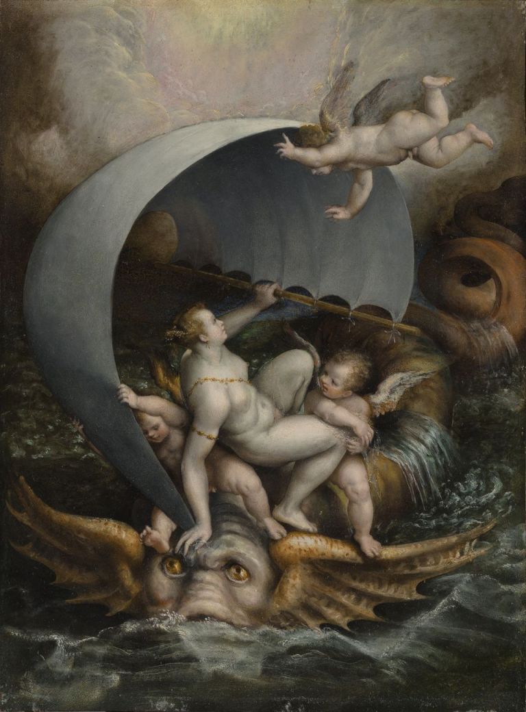 Lavinia Fontana, Galatea e amorini cavalcano le onde della tempesta su un mostro marino, 1590 ca.. Collezione privata. Photo © Carlo Vannini