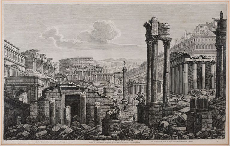 Luigi Rossini, Frontespizio delle Antichità romane, 1823, incisione all’acquaforte