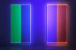 Regine Schumann, Colormirror Yellow Green Bonn + Colormirror Violet Orange Bonn, 2018, 215x110x10 cm cad.