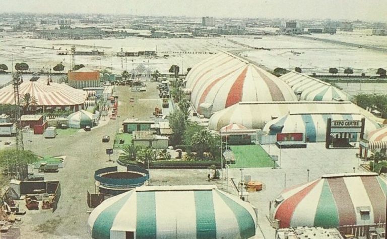 Sharjah Expo Centre (aerial view), site of first Sharjah Biennial, 1993