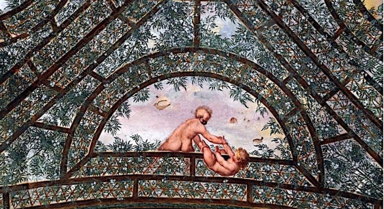 Villa Giulia, Roma. Dettaglio con putti che giocano. Photo via Wikipedia