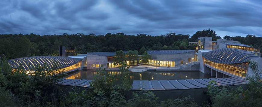 Crystal Bridge Museum of American Art Moshe Safdie panorama