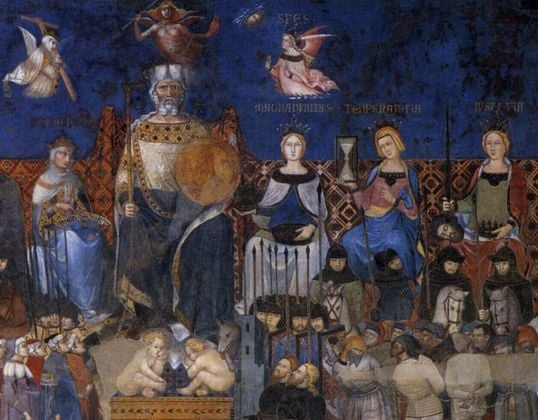 Ambrogio Lorenzetti, Allegoria del Buon Governo (dettaglio), 1338 39, Sala della Pace, Palazzo Pubblico, Siena