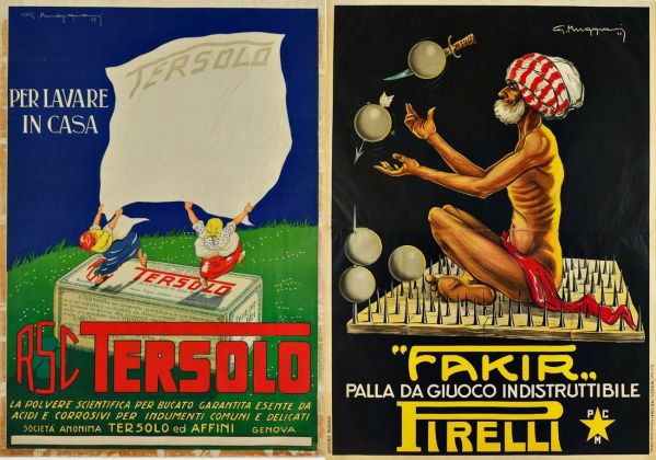Due manifesti pubblicitari realizzati da Giorgio Muggiani per Pirelli