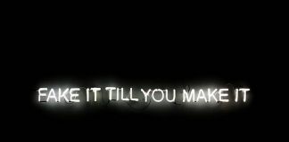 Edson Luli "Fake It Till You Make It", 2018, Neon sign, transformer, 9 x 150 cm, Rebecca Russo Collection, Videoinsight® Collection